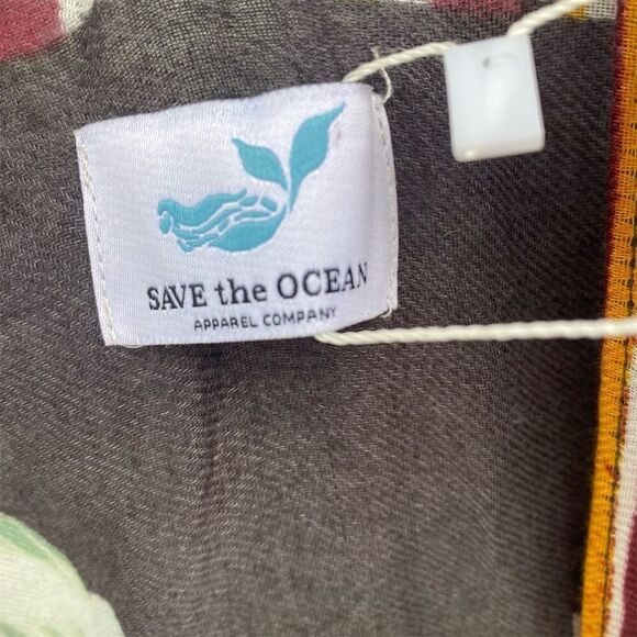 Save the Ocean Women's Multicolor Striped Leaf Kaftan One Size - Picture 3 of 9